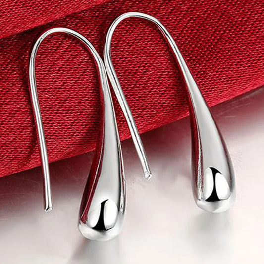 Sterling Silver Drop-Shaped Hoop Earrings