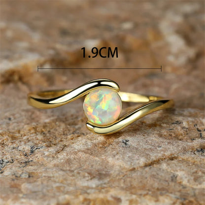 Eternal Rainbow Fire White Opal Ring