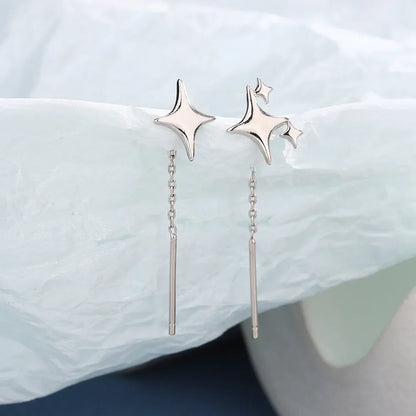 Sterling Silver Star Chain Earrings