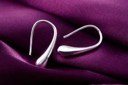 Sterling Silver Drop-Shaped Hoop Earrings