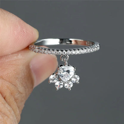 Paw & Heart Ring – Gold and Silver Effect
