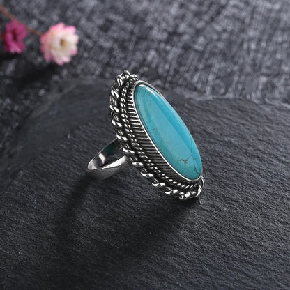 Vintage Sterling Silver Statement Ring with Turquoise
