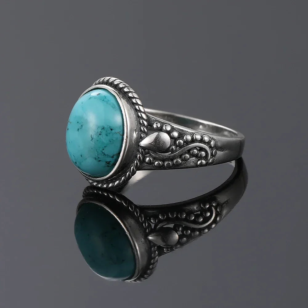 Eternal Silver Oval Ring with Turquoise