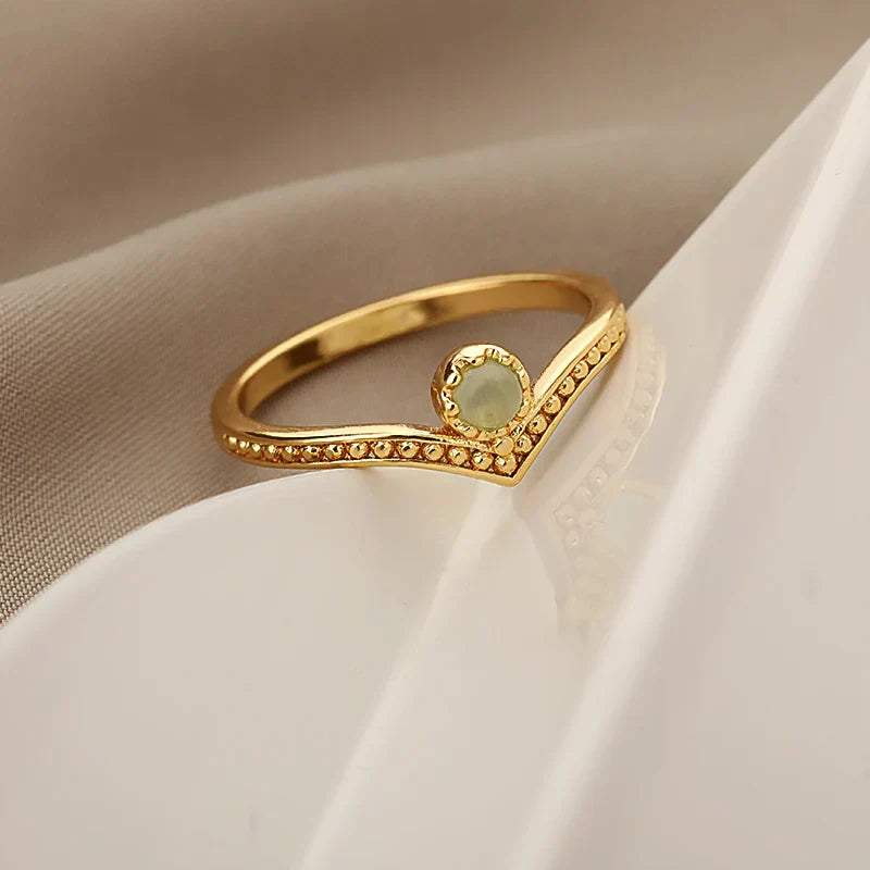 Elegant Gold Water Drop Opal Crown Ring