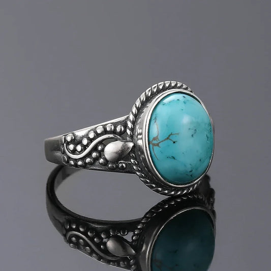 Eternal Silver Oval Ring with Turquoise
