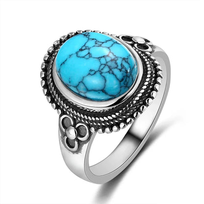 Eternal Silver Oval Ring with Turquoise