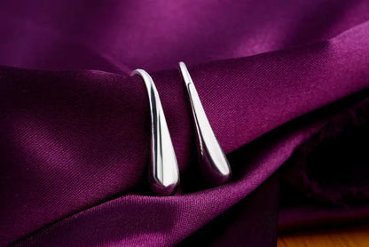 Sterling Silver Drop-Shaped Hoop Earrings