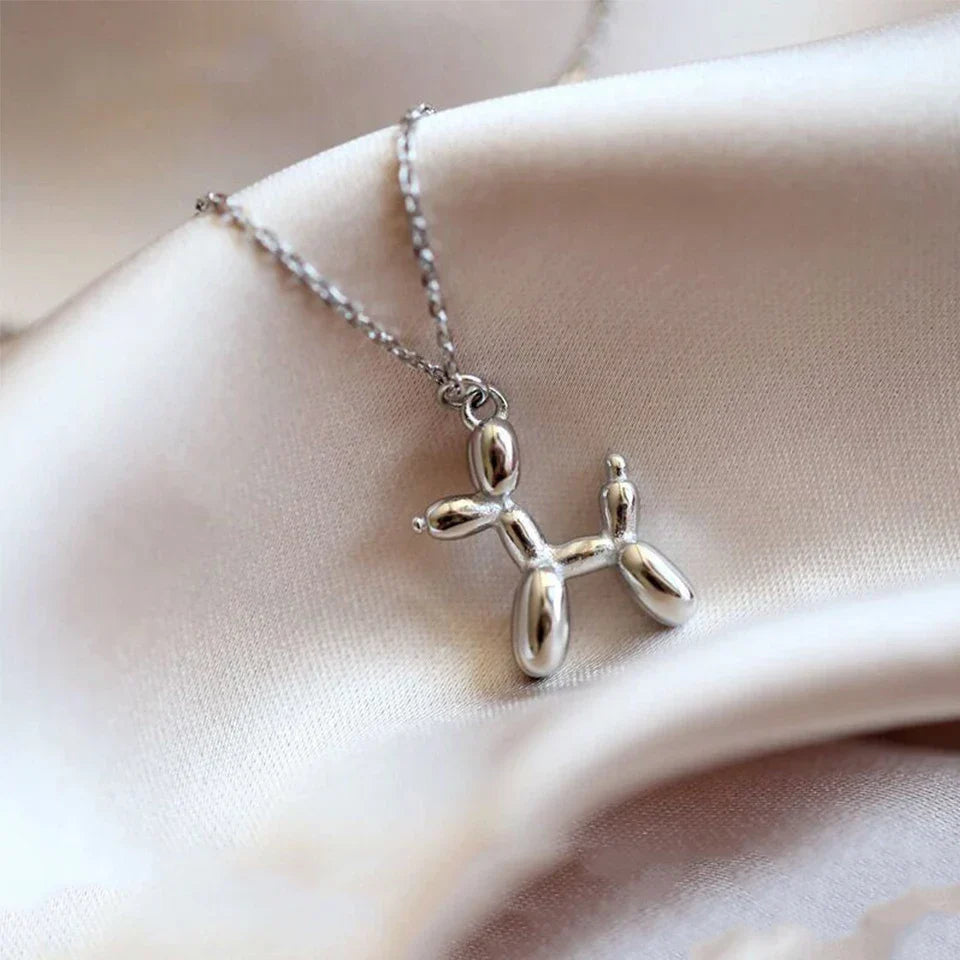 Dog Balloon Necklace - Gold and Silver