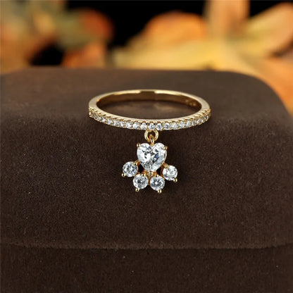 Paw & Heart Ring – Gold and Silver Effect
