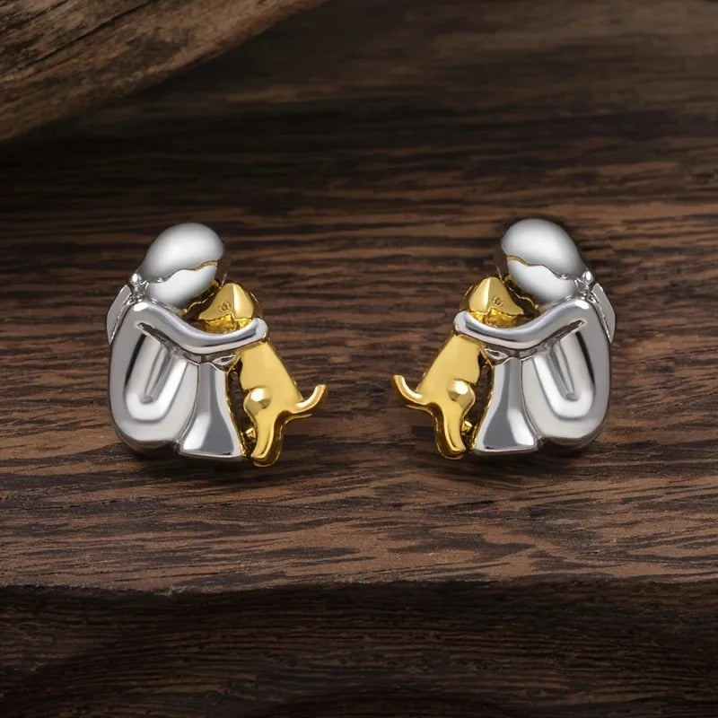 Two-Tone Silver and Gold Hug Earrings