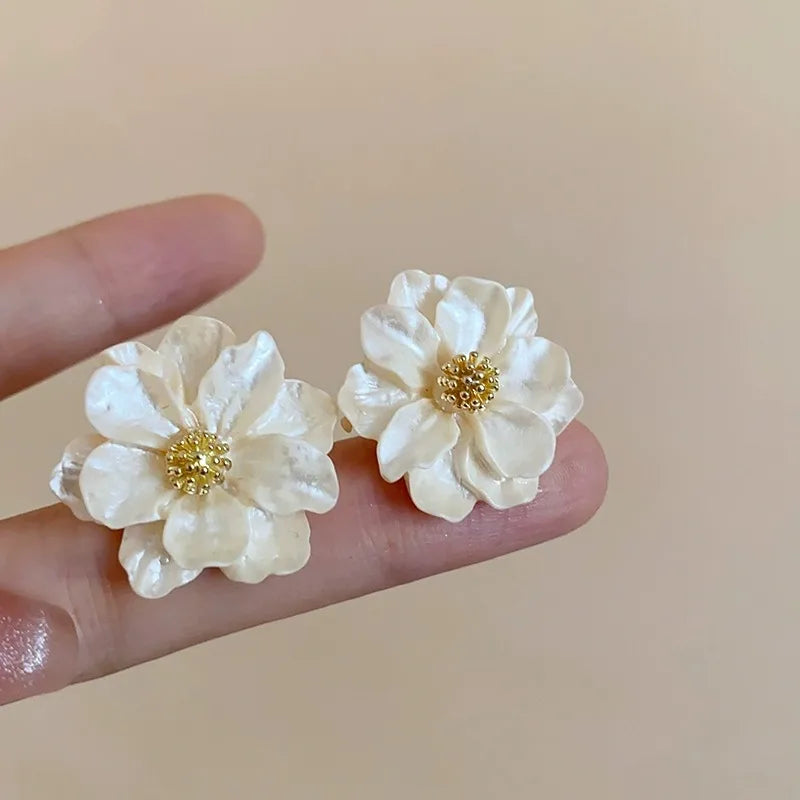 Chic White Acrylic Stud Earrings