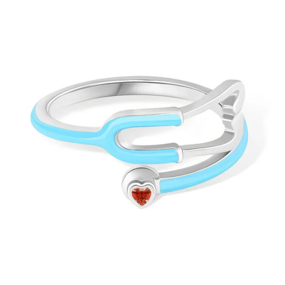 Stethoscope Ring with Heart-Shaped Lucky Stone