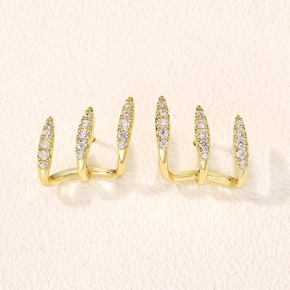 Elegant Three-Claw Rhinestone Earrings