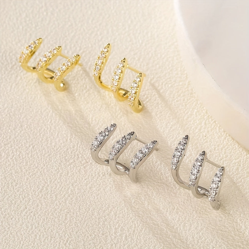 Elegant Three-Claw Rhinestone Earrings