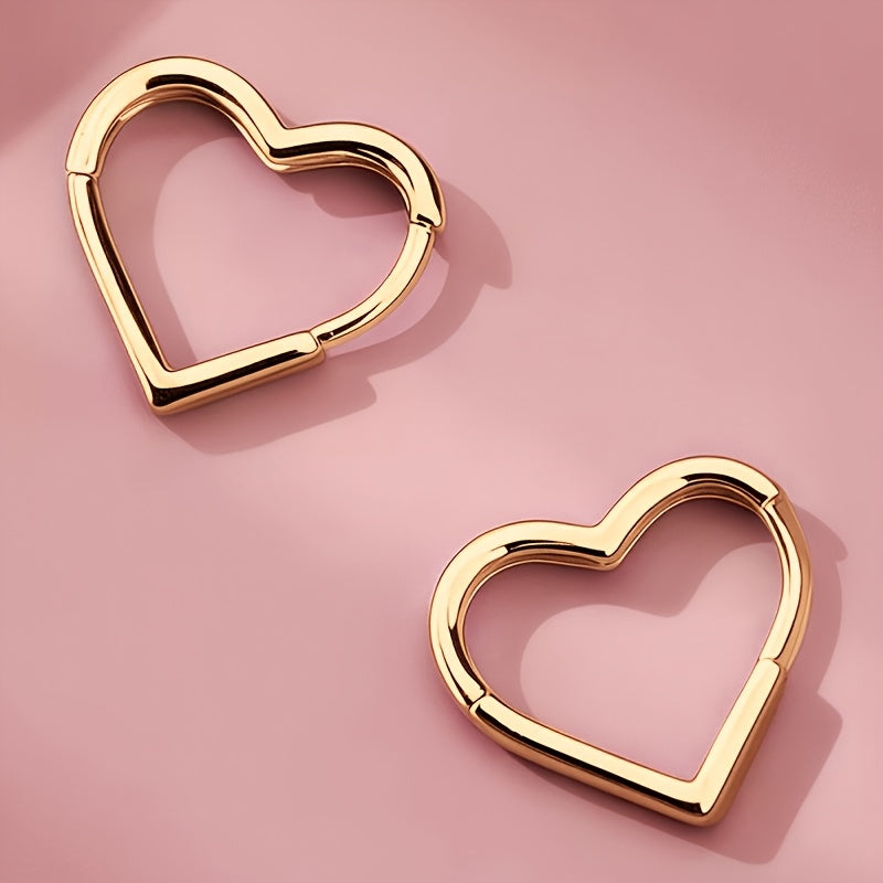 Gold Heart Stainless Steel Earrings