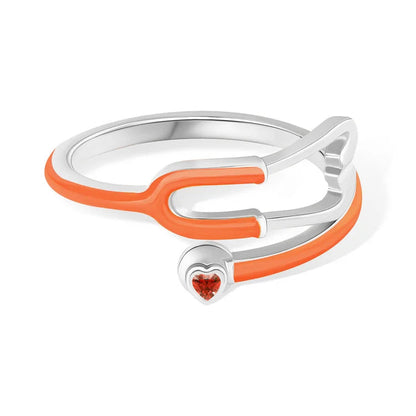Stethoscope Ring with Lucky Heart Stone