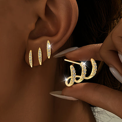 Elegant Three-Claw Rhinestone Earrings