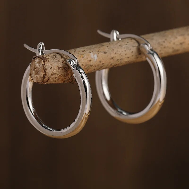 Classic Polished Silver Hoop Earrings