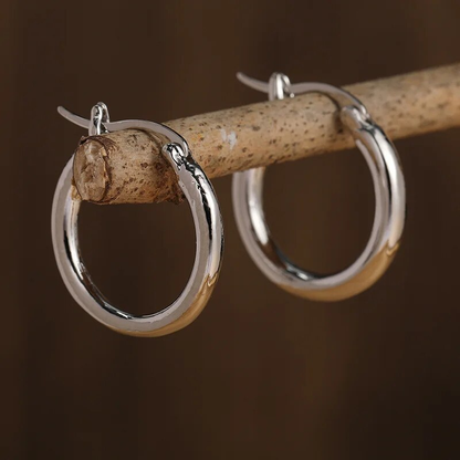 Classic Polished Silver Hoop Earrings