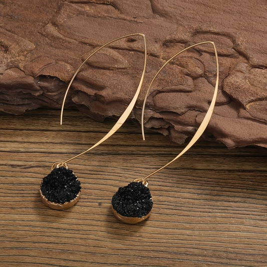 Vintage Black and Gold Drop Earrings