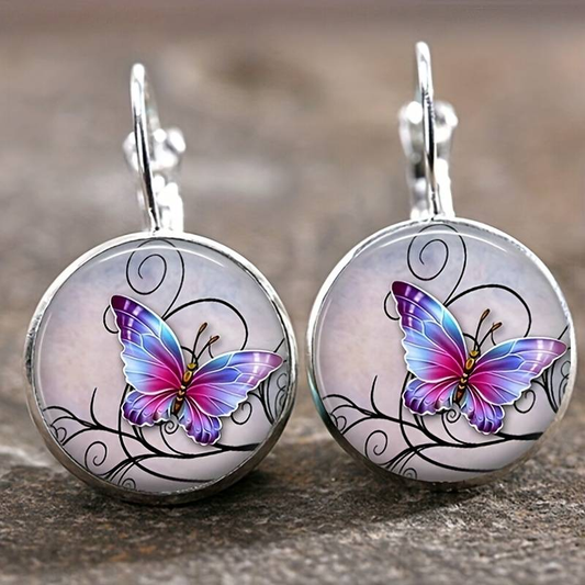 Vintage Crystal Butterfly-Shaped Earrings
