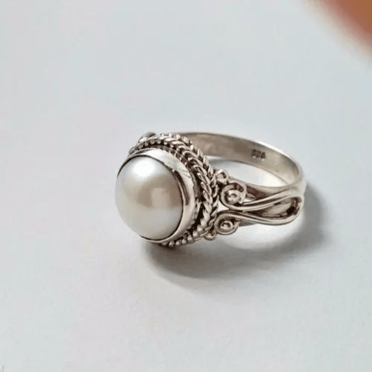 Vintage Pearl Inlaid Ring