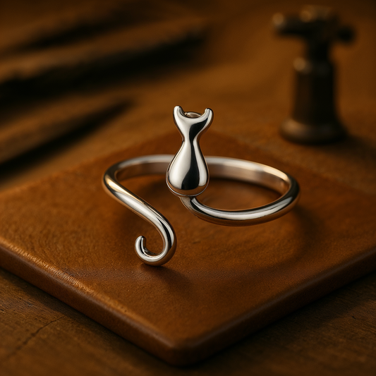 Adorable cat ring in stainless steel