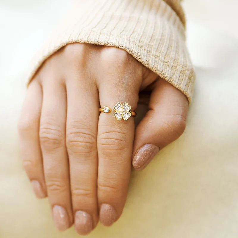 To My Sister – Lucky Clover Fidget Ring | Adjustable