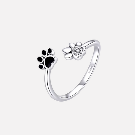 Adjustable Silver Ring with Zirconia & Enamel